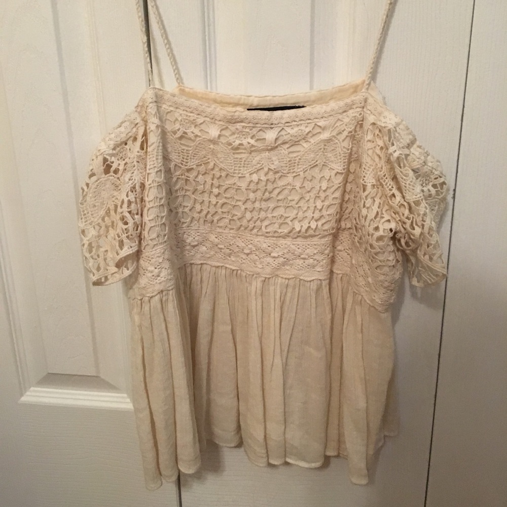 off the shoulder cream top